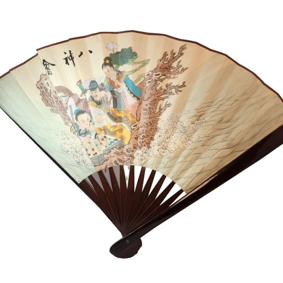 Unbranded Other - Japanese Folding Fan Ink Wash Pattern Silk 36" x 20" Spread